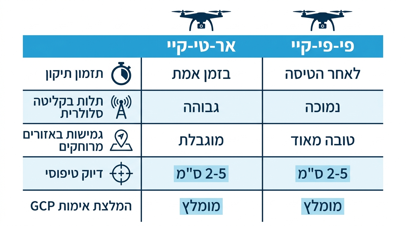 השוואה בין RTK ל-PPK בטכנולוגיית מיפוי רחפן